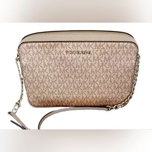 NWT Michael Kors Crossbody Purse Bag Champagne W White Duster Bag